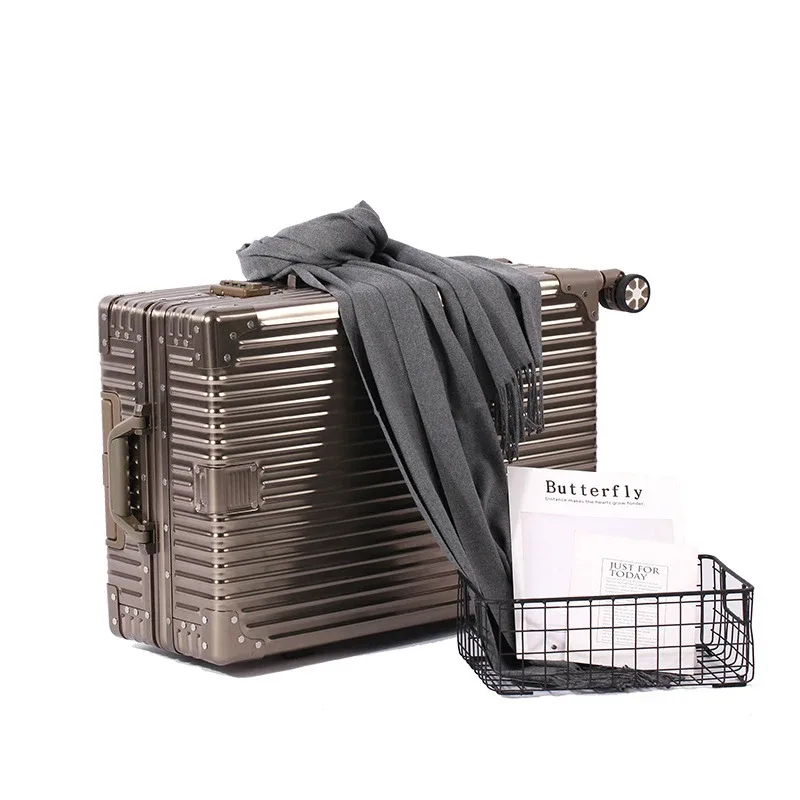 valise à roulettes en aluminium 100% de 20, 24, 26, 28, 30 pouces, valise de cabine imperméable en métal, valise de voyage en aluminium avec roulettes