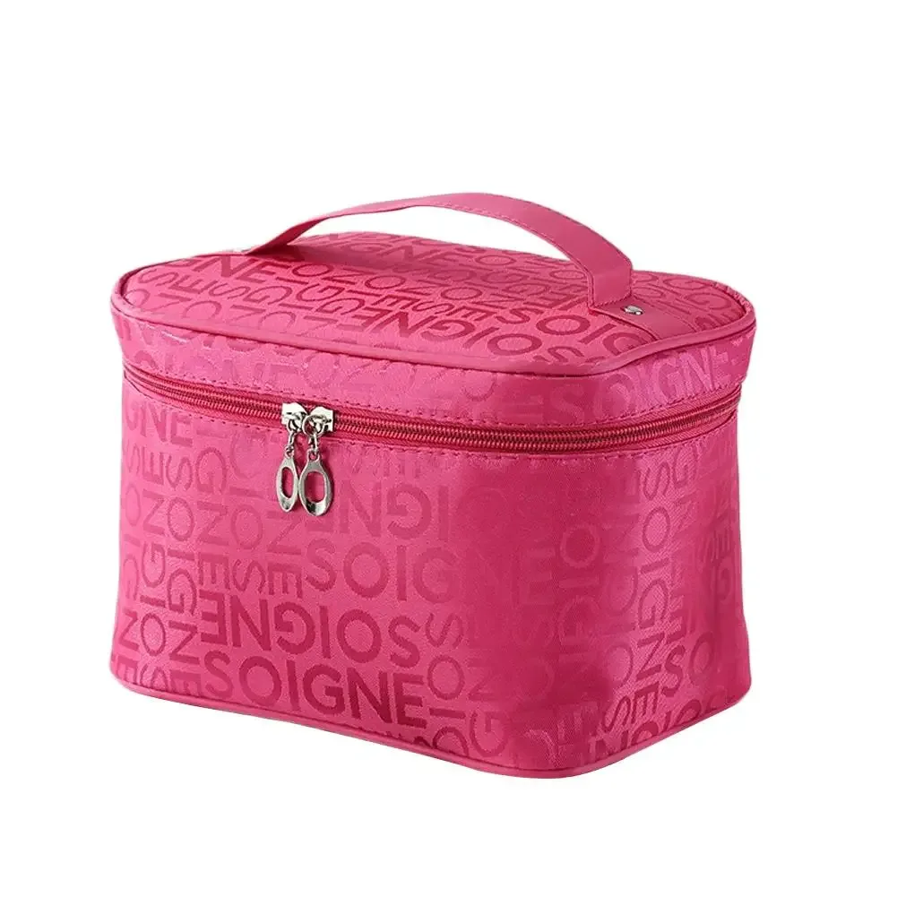 sac à cosmétiques de style coréen avec imprimé de lettres, grande capacité, portable, étui de maquillage de voyage, organisateur de rangement pour articles de toilette pour femmes.