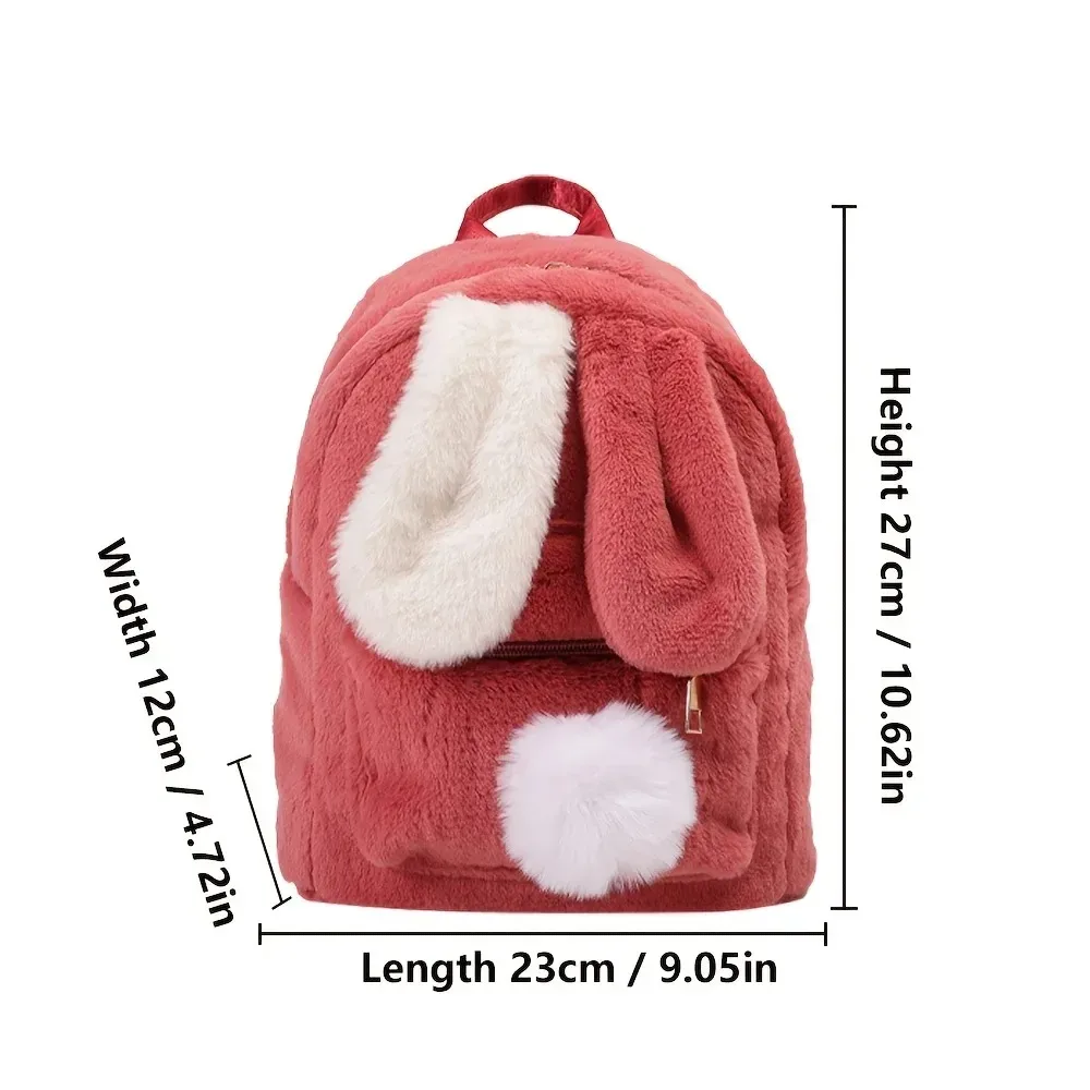 sac à dos léger et décontracté avec nom personnalisé, design d'oreille de lapin en peluche, cadeaux d'anniversaire parfaits pour la saison scolaire pour filles