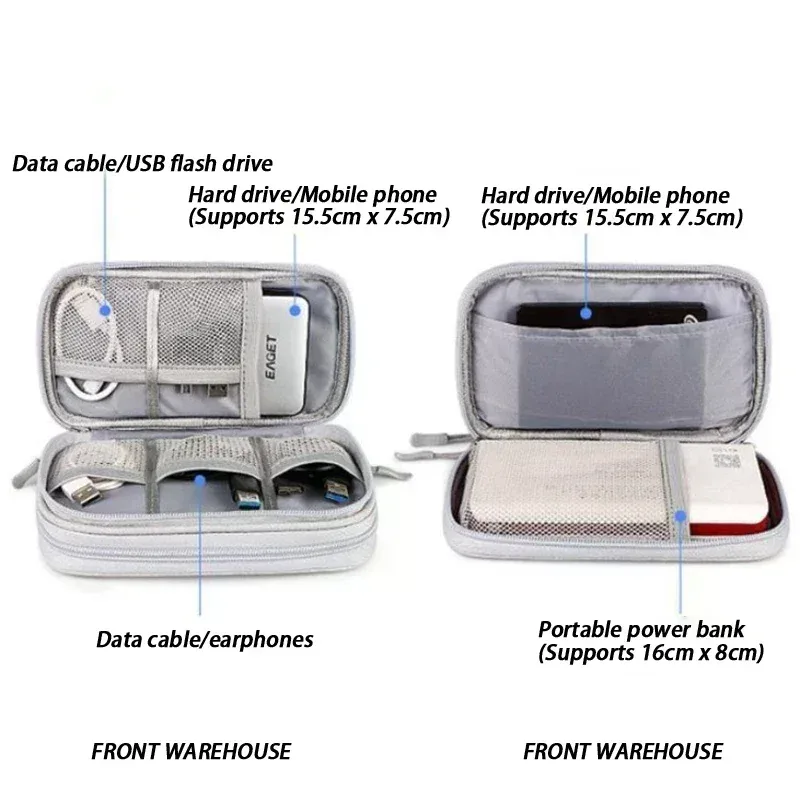 sac de rangement pour câbles usb, sac de rangement portable multifonctionnel pour chargeur et téléphone portable