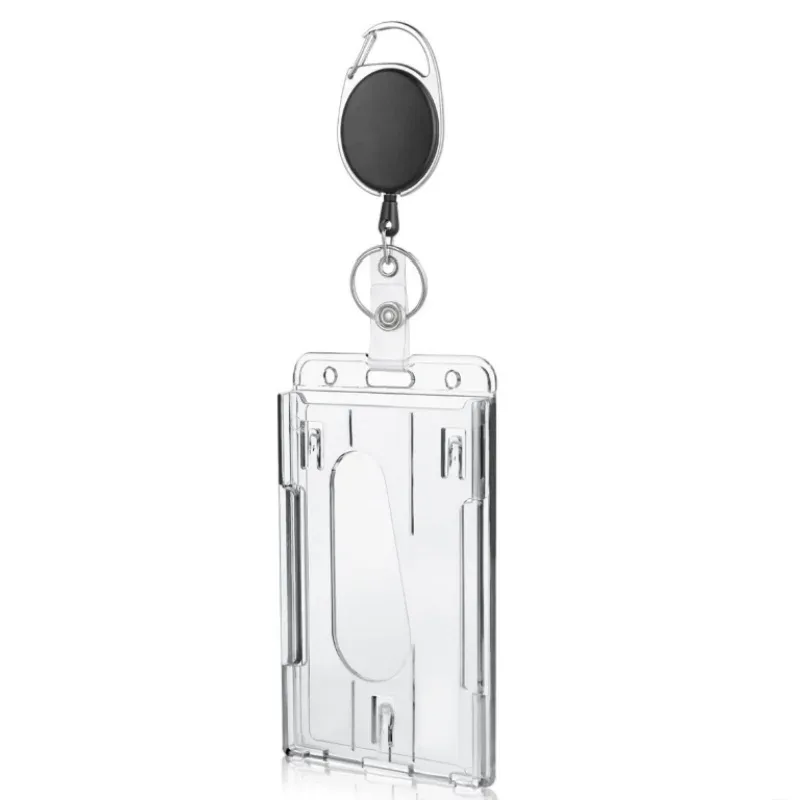 fentes pour cartes transparentes, porte-badge pour étiquette d'identification, avec bobine de badge, organisateur de rangement pour cartes, étui pour cartes de travail pour passe des employés