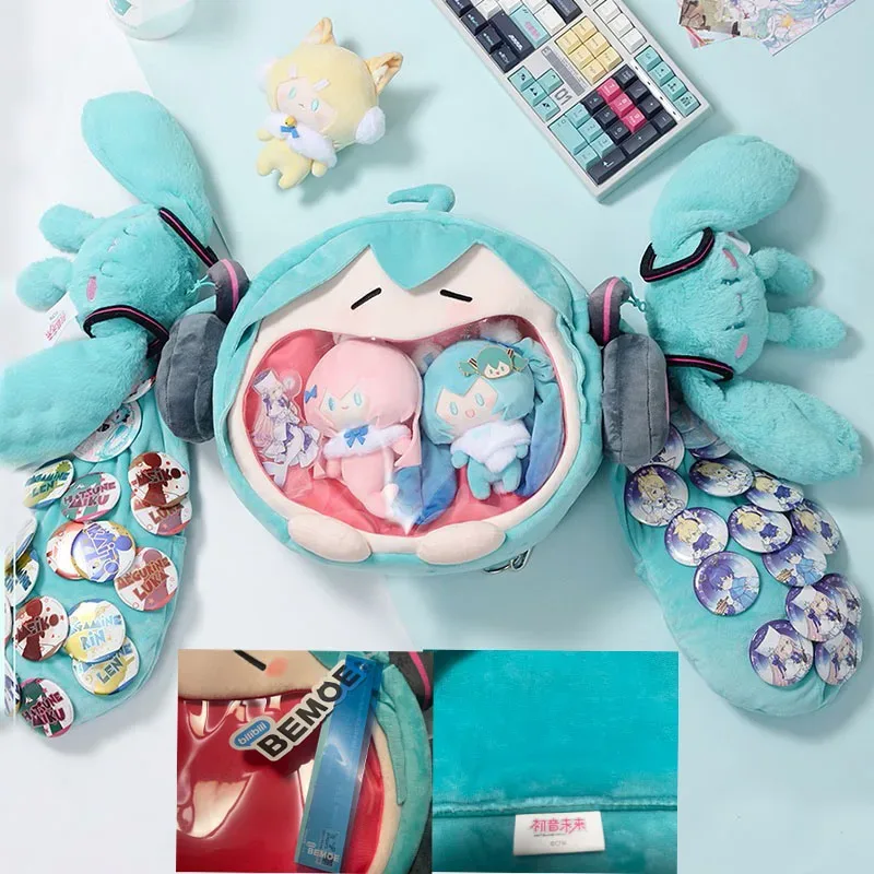 officiel anime miku itabag cosplay hatsune ita sac à dos en peluche femmes sac de bricolage école étudiant hommes velours bandoulière sac à bandoulière
