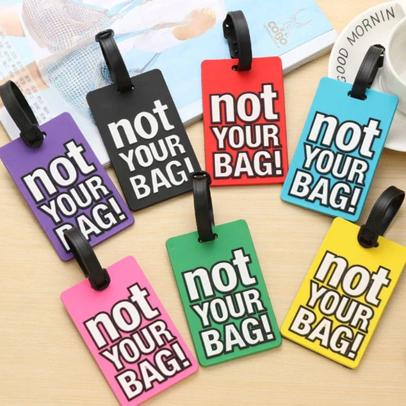 mode lettre créative pas votre sac accessoires de voyage mignons étiquettes de bagages valise style de bande dessinée étiquette de voyage portable en silicone