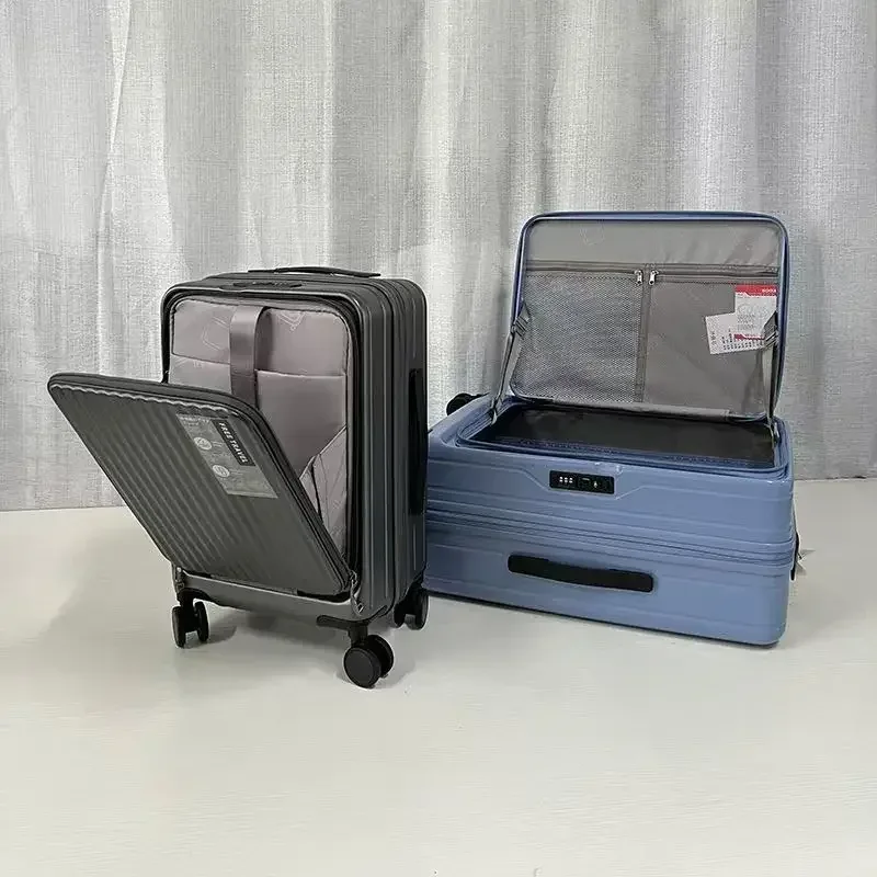 valise de voyage légère à roulettes, coque rigide en pc de 20 pouces à ouverture frontale, valise de cabine multifonctionnelle extensible, 2025