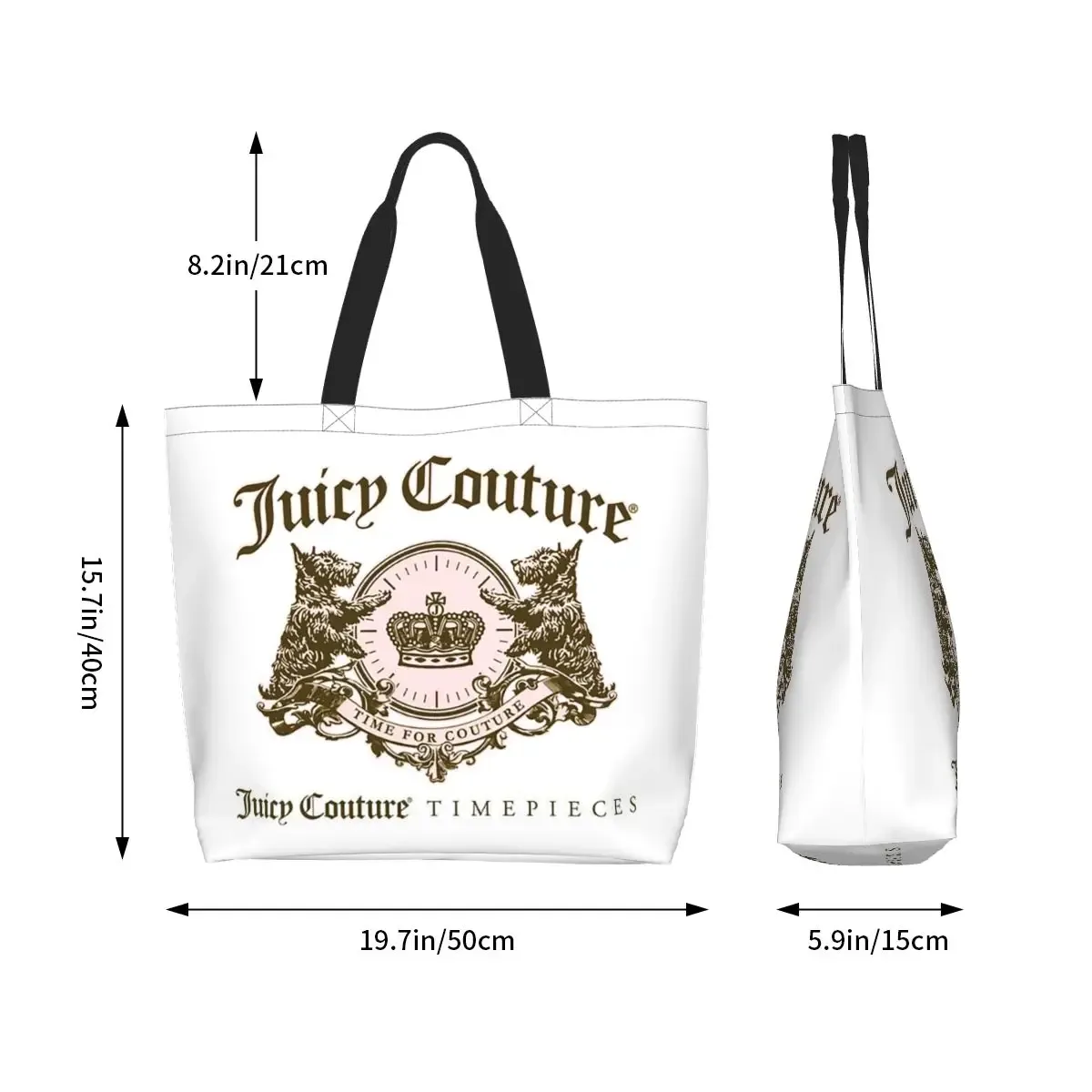 sac fourre-tout classique juicy couture en toile, grande capacité, sac à bandoulière, sac de courses pour femmes