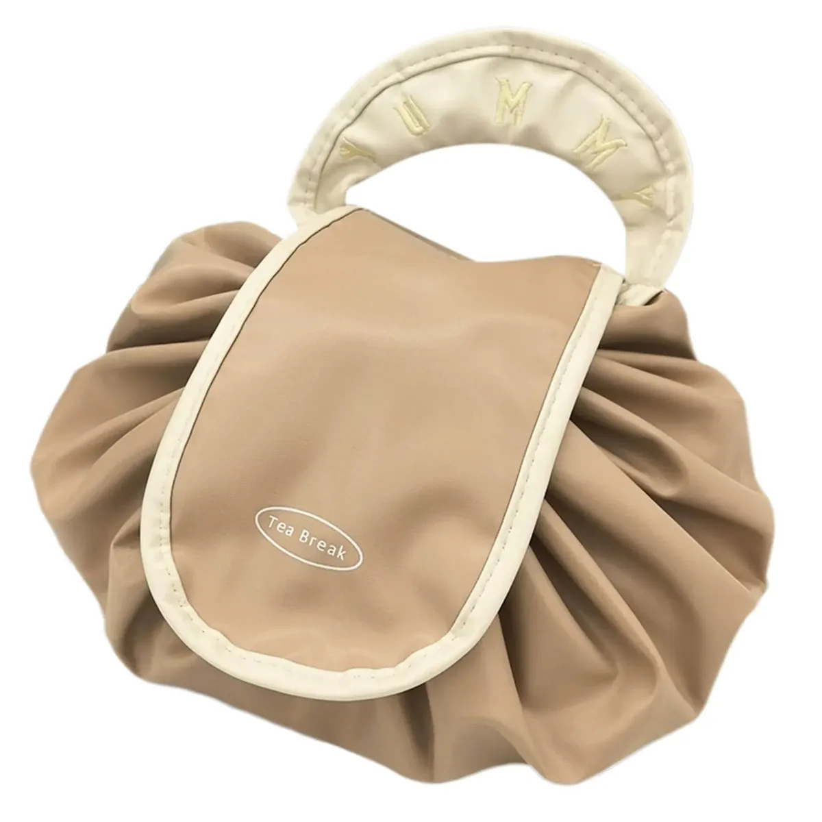 trousse de maquillage portable pour usage quotidien, trousse de toilette de voyage de grande capacité pour femmes, pochette de rangement de cosmétiques à cordon de serrage pour dames