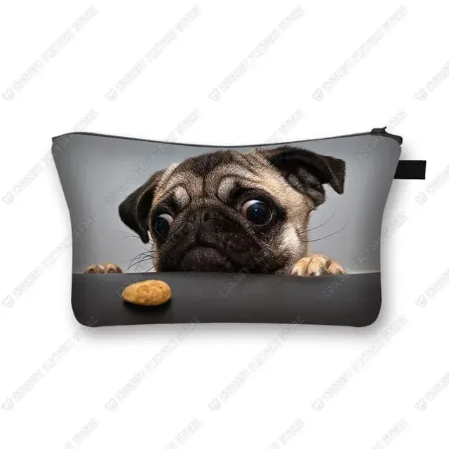 sacs à cosmétiques imprimés chien carlin 3d, motif pékinois mignon pour trousse de maquillage, organisateur nécessaire pour femmes, mini sac à main de voyage