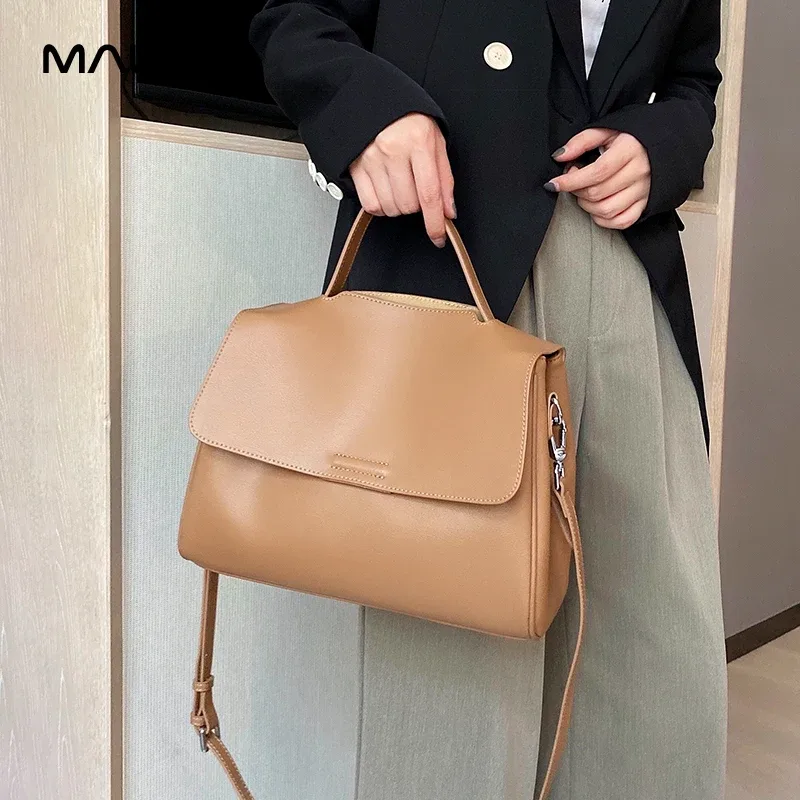 sac à bandoulière en cuir de vache véritable pour femmes, sac à main de luxe de créateur, sac à bandoulière souple en cuir pour le bureau.