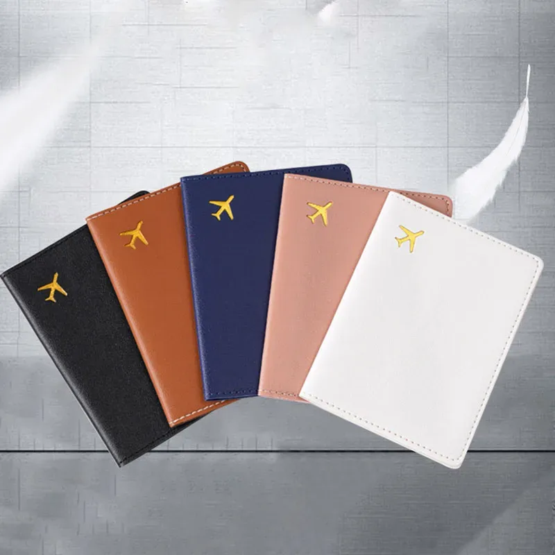 femmes hommes carte passeport couverture étui vol billet clip passeport portefeuille en cuir pu couleur unie porte-carte d'identité porte-passeport sacs à main