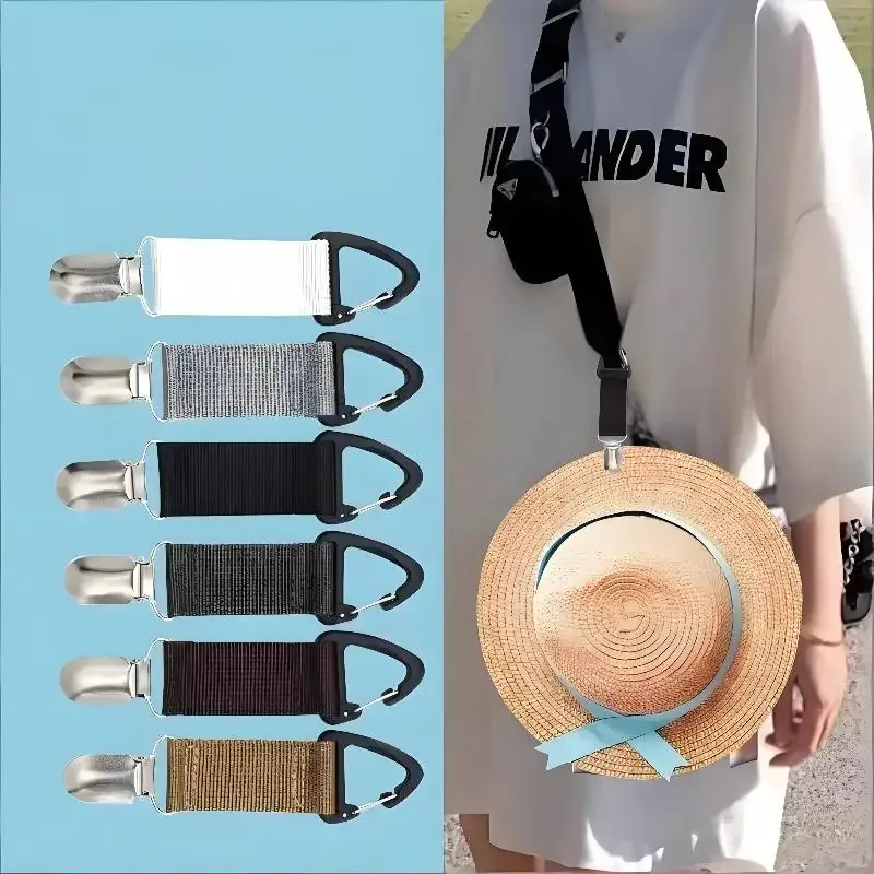 sangle nylon clip chapeau multicouleur activité plein air voyage pratique mains libres fixation stable