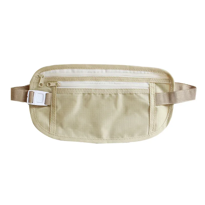 sac de taille invisible pour passeport de voyage, pochette de ceinture d'argent, portefeuille de sécurité caché, sac de rangement de cadeau, support de téléphone de sport