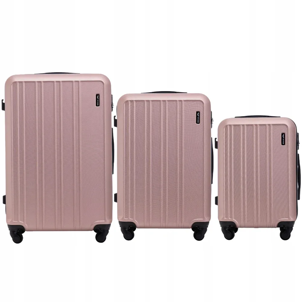 ensemble de bagages wings 3 valises abs + 28 "24" 20 " pouces / bagages de voyage / nettoyage facile / crash castle / poignées supplémentaires pratiques / télescopique government, 4 roues 360° ° harrier couleur champagne, bleu marine