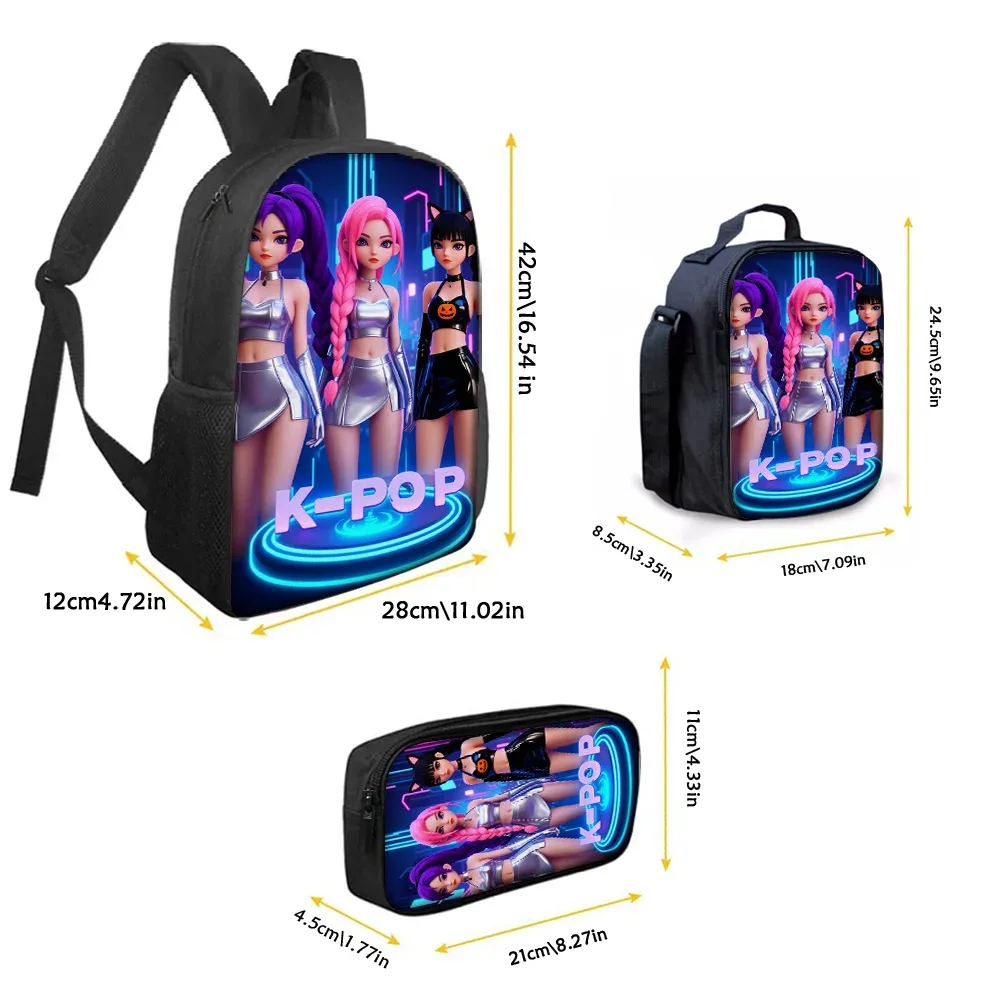sac à dos imprimé groupe k-pop, léger, grande capacité, pour l'école, le voyage, avec sac à bandoulière, sac à crayons, cadeau parfait, 3 pièces