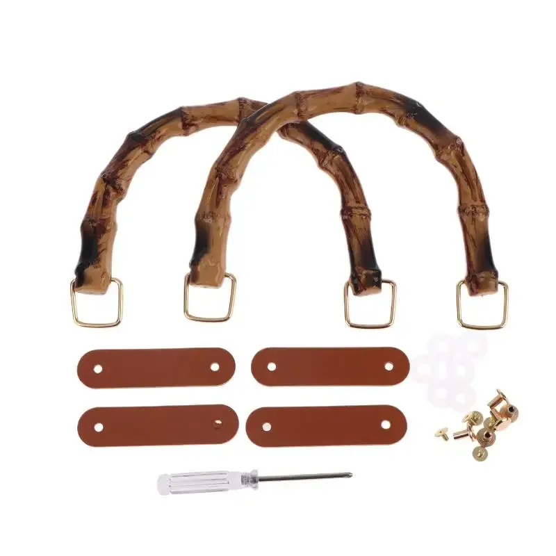 poignée de sac à main en bambou détachable faite à la main avec boucle, sangle de sac à bandoulière en plastique pour boîte cadeau diy