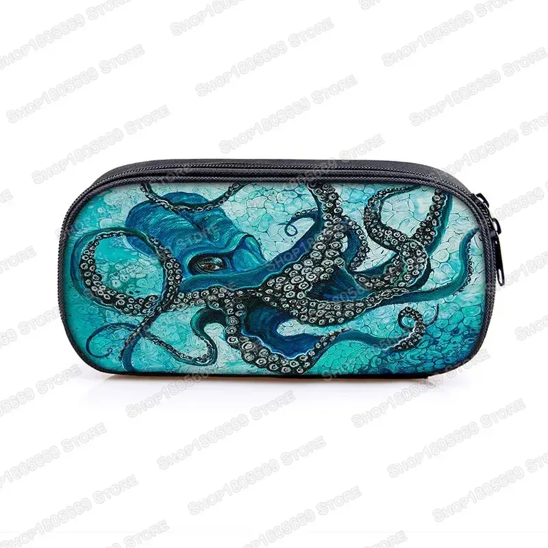 trousse à cosmétiques, animal de mer, tortue, baleine, requin, dauphin, poulpe, trousse d'école pour filles, boîte à crayons, sacs de papeterie mignons, cadeau