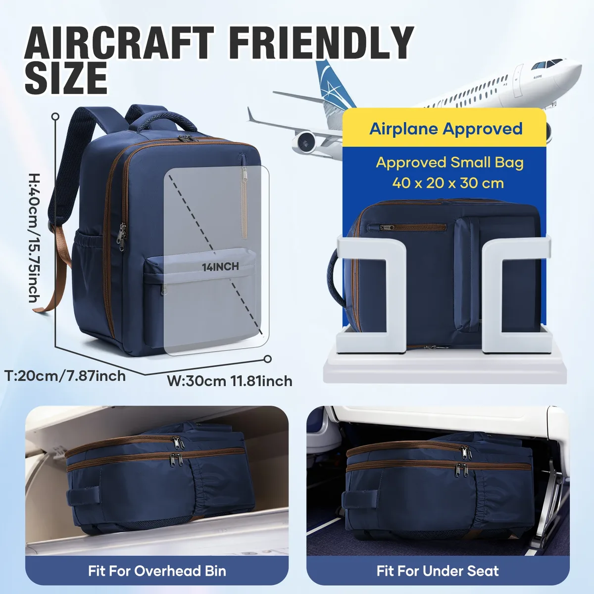 sac à dos de voyage, sac de cabine, sac à dos ryanair 40x30x20, sac à dos pour ordinateur portable 15,6 pouces pour hommes et femmes, sac à dos de trekking décontracté