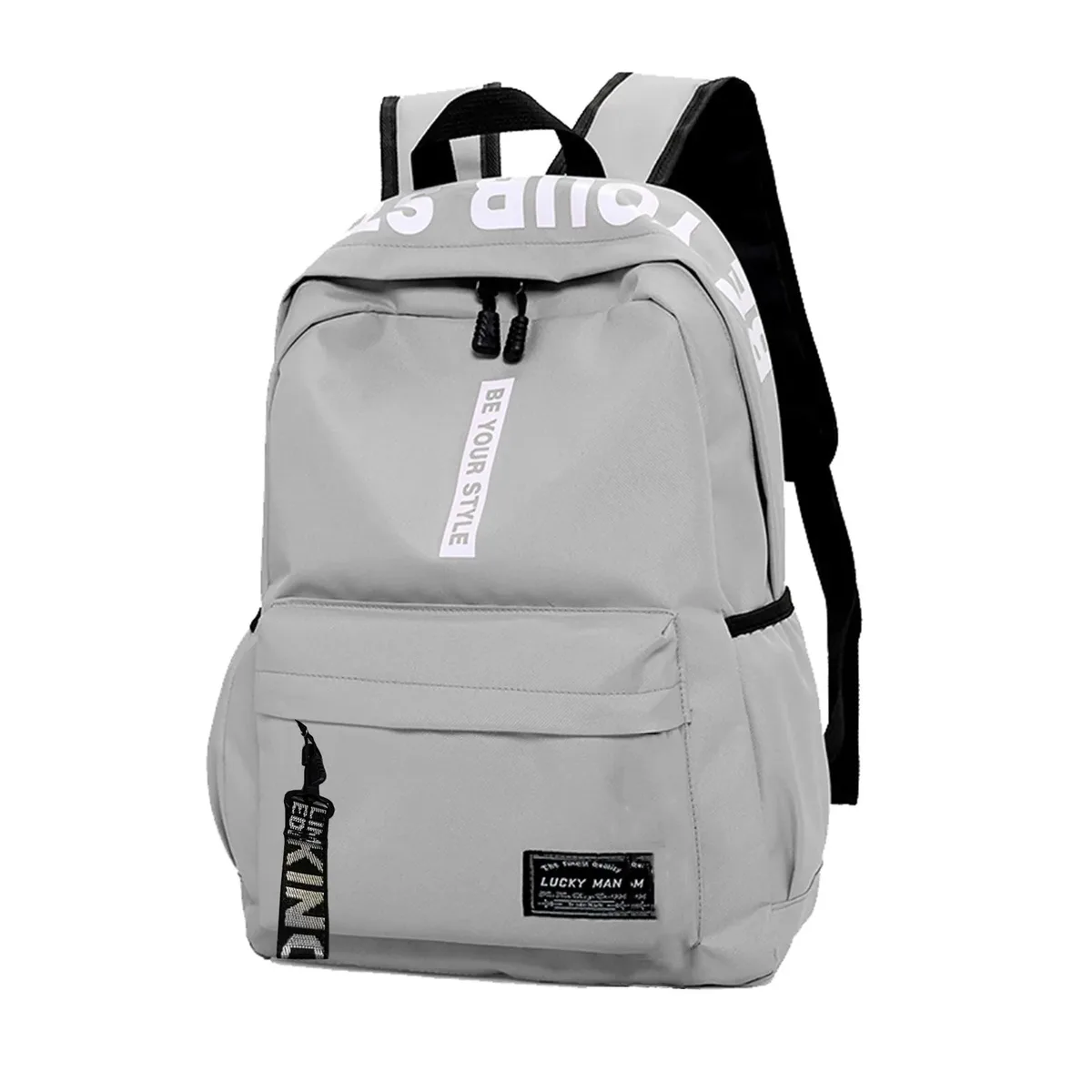 sac à dos d'étudiant léger à la mode, logo personnalisable, sac à double épaule décontracté, sangle d'épaule en arc, doublure en polyester oxford