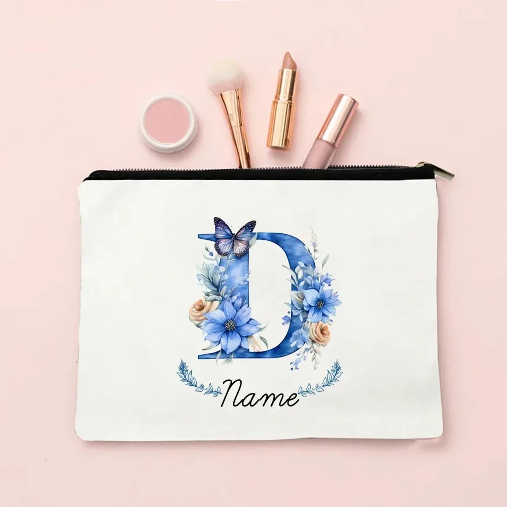 pochette de maquillage personnalisée avec initiale et nom pour femmes, sacs à cosmétiques a-z, trousse de toilette de voyage pour filles, cadeau de mariage ou d'anniversaire pour elle