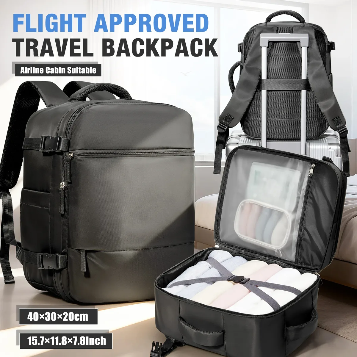 sac à dos de voyage pour avion 40x30x20, sac à dos ryanair pour ordinateur portable, bagage à main, sac à dos de voyage portable pour femmes et hommes