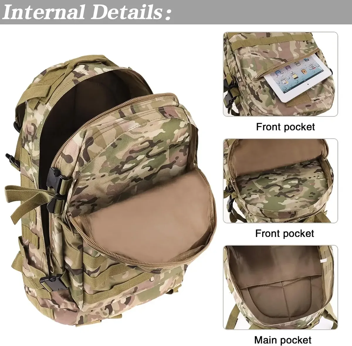 50l 3d extérieur sac à dos tactique molle sac d'assaut étanche chasse escalade randonnée pêche trekking voyage mochila sac à dos
