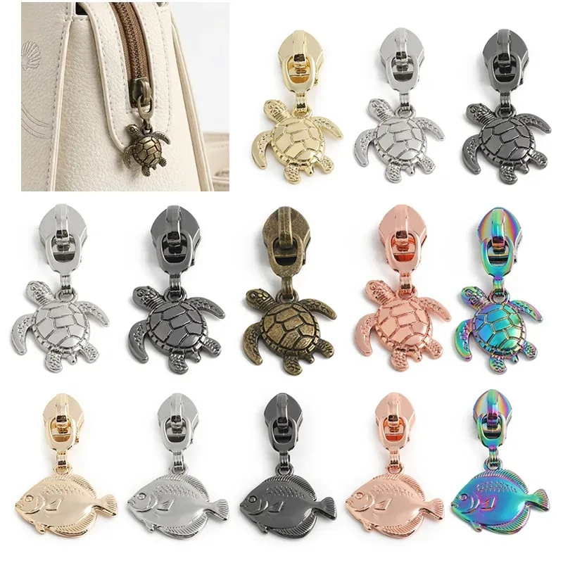 5/10/15/20PCS Animaux marins # 5 Têtes de fermeture éclair en nylon, curseurs de fermeture éclair pour la décoration de bagages, vestes et sacs à dos, accessoires DIY