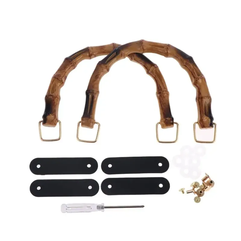 poignée de sac à main en bambou détachable faite à la main avec boucle, sangle de sac à bandoulière en plastique pour boîte cadeau diy