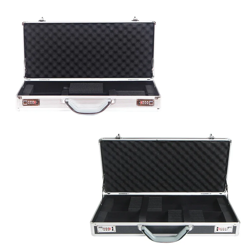 organisateur voyage aluminium noir motif carreaux poignée cadres durables protections chocs utilisation professionnelle cheveux couteaux compression