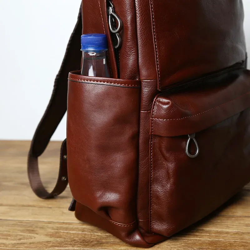 nzpj – sac à dos en cuir pour hommes, sac de voyage, mode européenne et américaine, vintage, première couche, en cuir de vache, pour loisirs