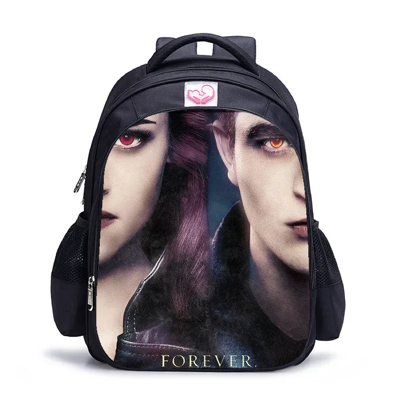 sac dos polyester twilight personnages imprimés pochette mesh latérale poche fendue ceinture air enfant adolescents usage école jour