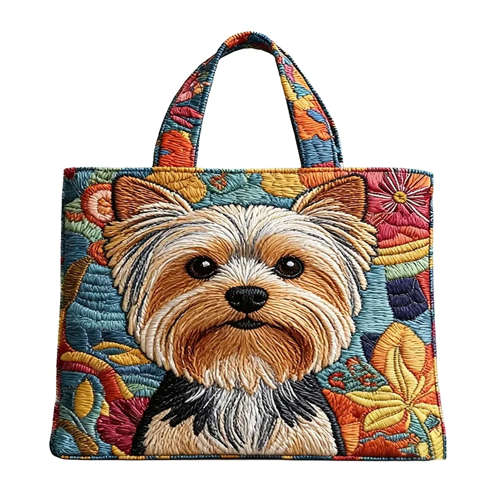 sac à main matelassé pour femme, motif chien yorkshire terrier amusant, sac à bandoulière décontracté pour le shopping quotidien