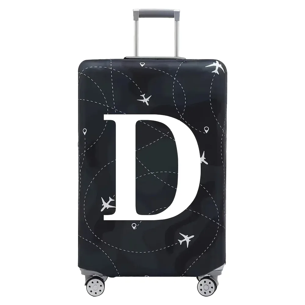 housse valise polyester motif trajectoires avions lettres noire blanc voyage protection valise taille variable