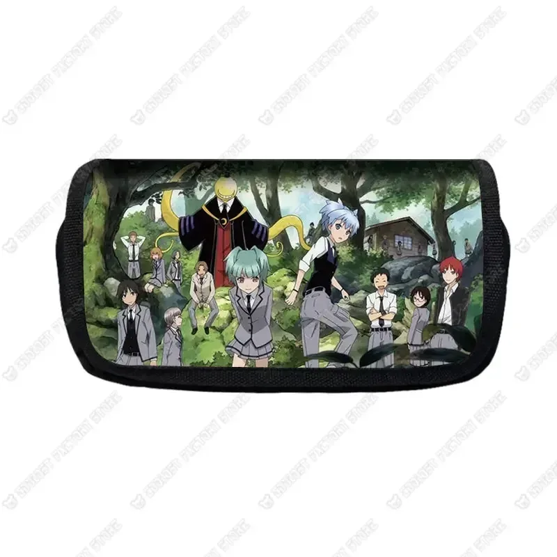 trousse à cosmétiques anime assassination irritation room pour garçons et filles, sac de papeterie pour étudiants, boîte à stylos de grande capacité