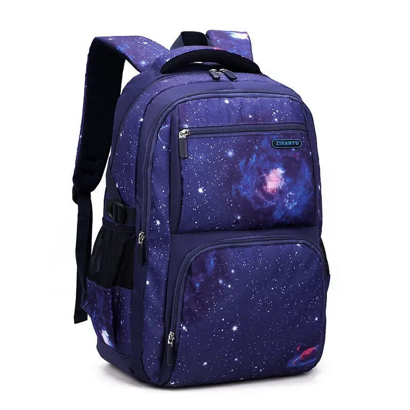 sac à dos grande capacité style ciel étoilé poisson naturel, sac à dos double épaule pour garçons du collège et du primaire, grande capacité