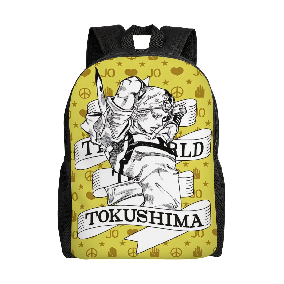 sac à dos jojo's bizarre adventure world, sac ita, sac à dos décontracté pour le camping avec fermeture éclair, motif anime jojo