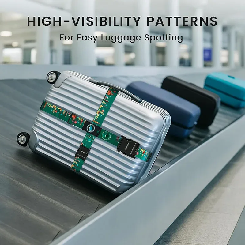cadenas serrure tsa polyester géométrique multicolore hexagon carré sangles ajustables sac voyage ensemble huit