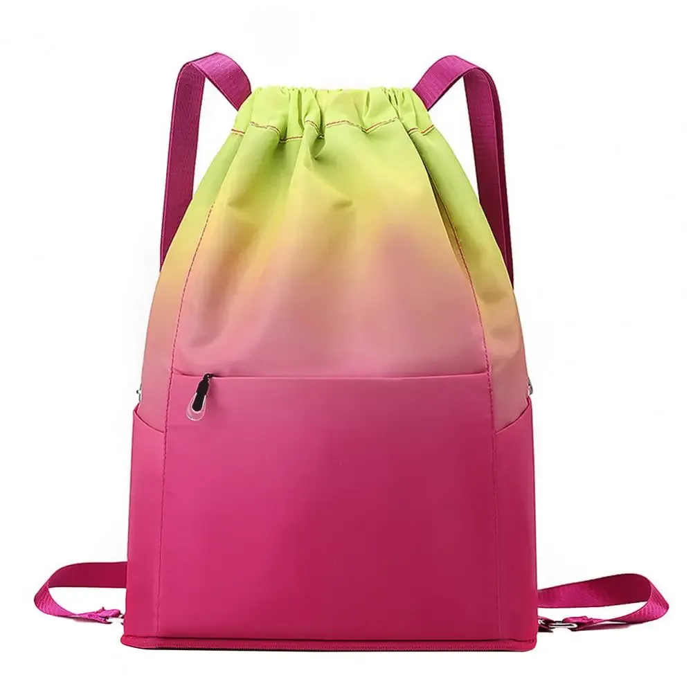 sac à dos de sport à cordon de serrage, sac de basket-ball de couleur dégradée imperméable, sac à dos de sport pliable pour hommes et femmes, natationurs d'entraînement de football