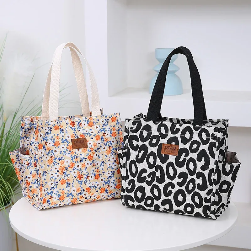 sac fourre-tout à la mode avec boîte à lunch zippée, sac à bento thermique, sac de transport à la main pour employés de bureau et mamans avec enfants