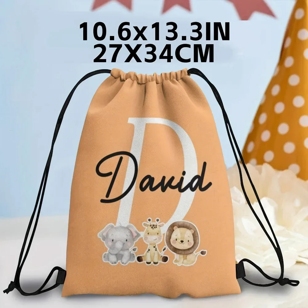 sac à dos personnalisé à cordon de serrage avec nom/texte sur le thème des animaux, 1 pièce, sac de sport léger pour voyage, sac de rangement pour salle de sport