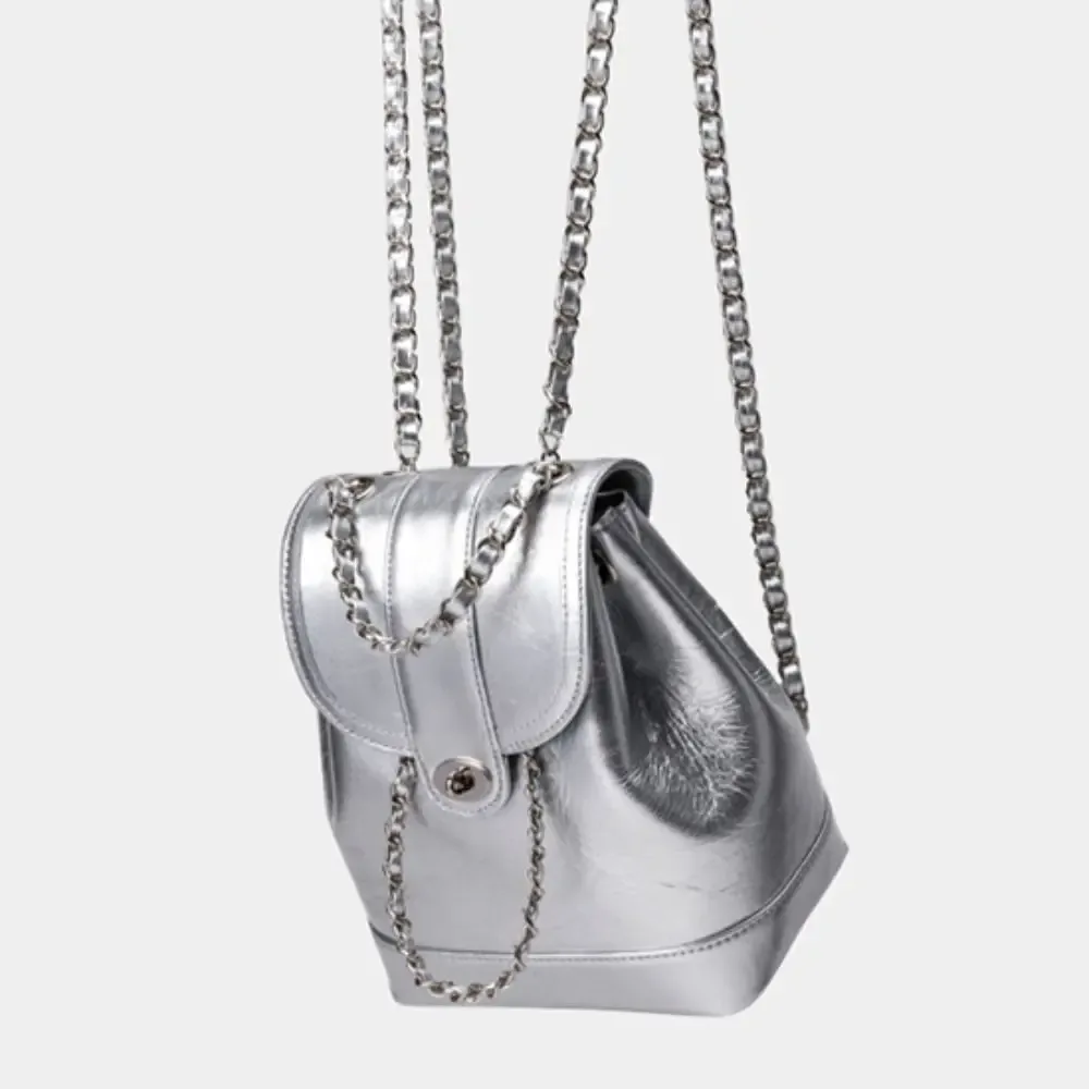 mini sac à bandoulière en cuir ciré à l'huile avec chaînes pour femmes, sac à dos noir, sac à dos étudiant, voyage, corée, automne, hiver, sr 600, po pack