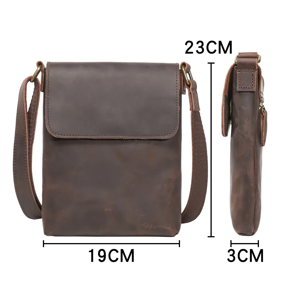 sac à bandoulière en cuir crazy horse, sac à bandoulière à capuche, style rétro décontracté pour les voyages quotidiens