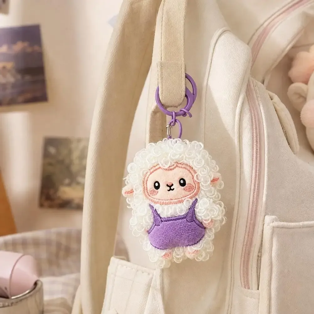 porte-clés sac à dos en peluche mouton bouclé, pendentif agneau dessin animé kawaii, ornement de sac, cadeau pour couple, petite amie, décoration