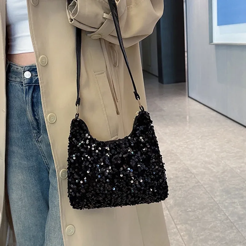 nouveau sac à main coréen pour femmes avec décoration de paillettes, sac à bandoulière carré polyvalent, petit sac à main tendance pour un usage quotidien