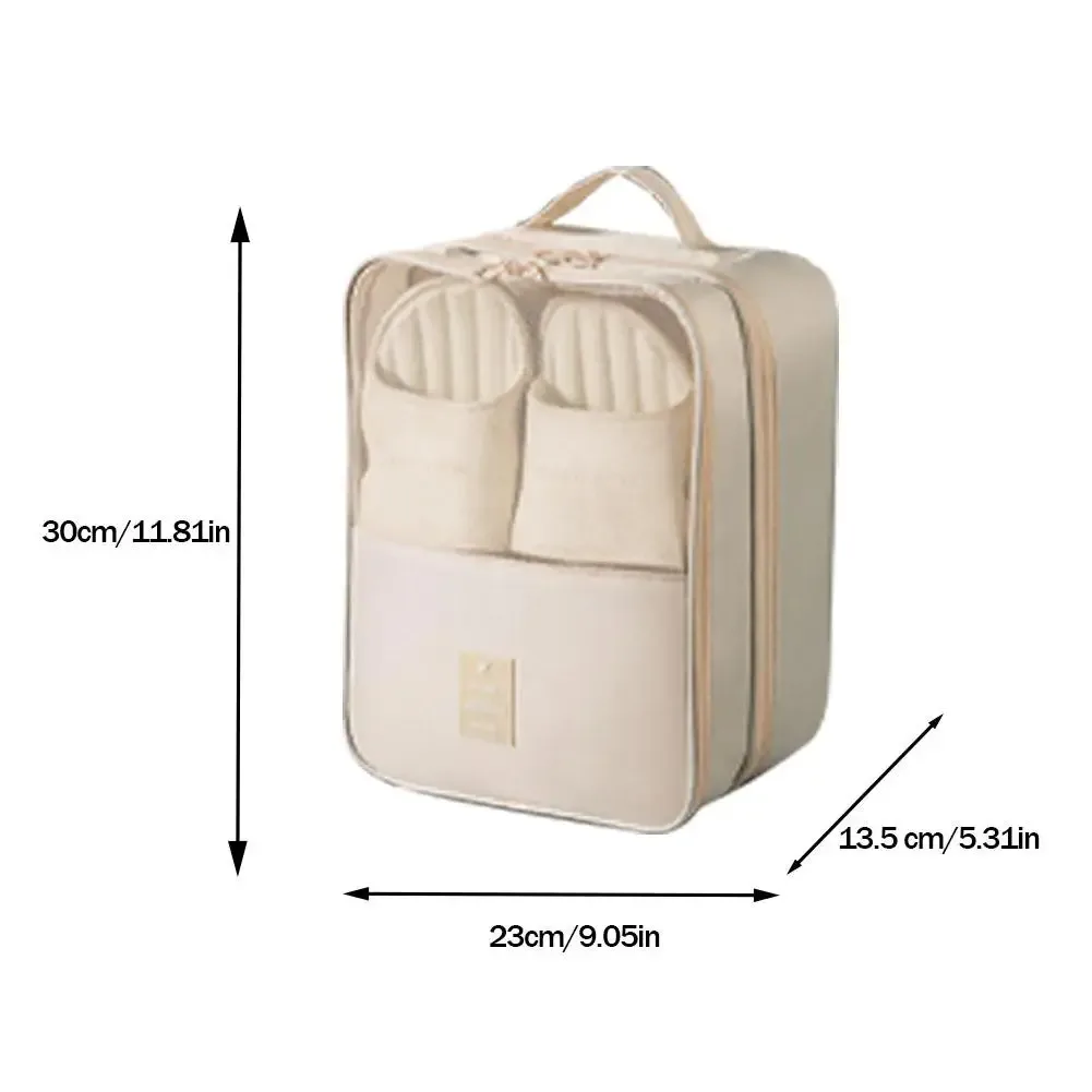sac à chaussures de voyage en tissu oxford, organisateur de rangement multifonctionnel à 3 couches, pochette à chaussures portable et étanche pour voyage