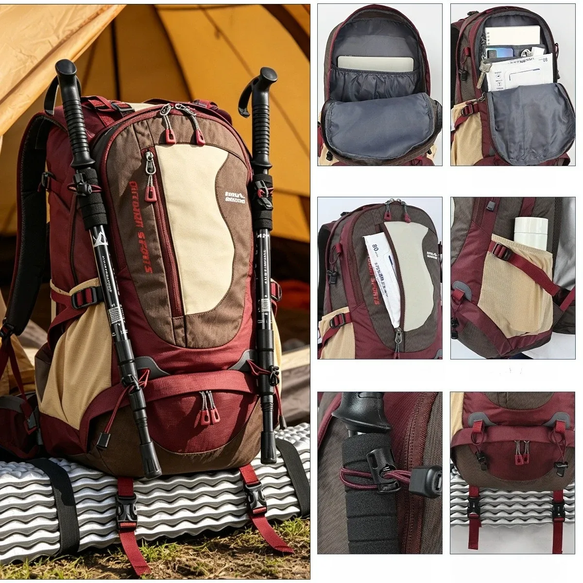 sac à dos de randonnée en nylon pour hommes et femmes, sac de montagne, sac de trekking léger pour le sport, le voyage et le camping