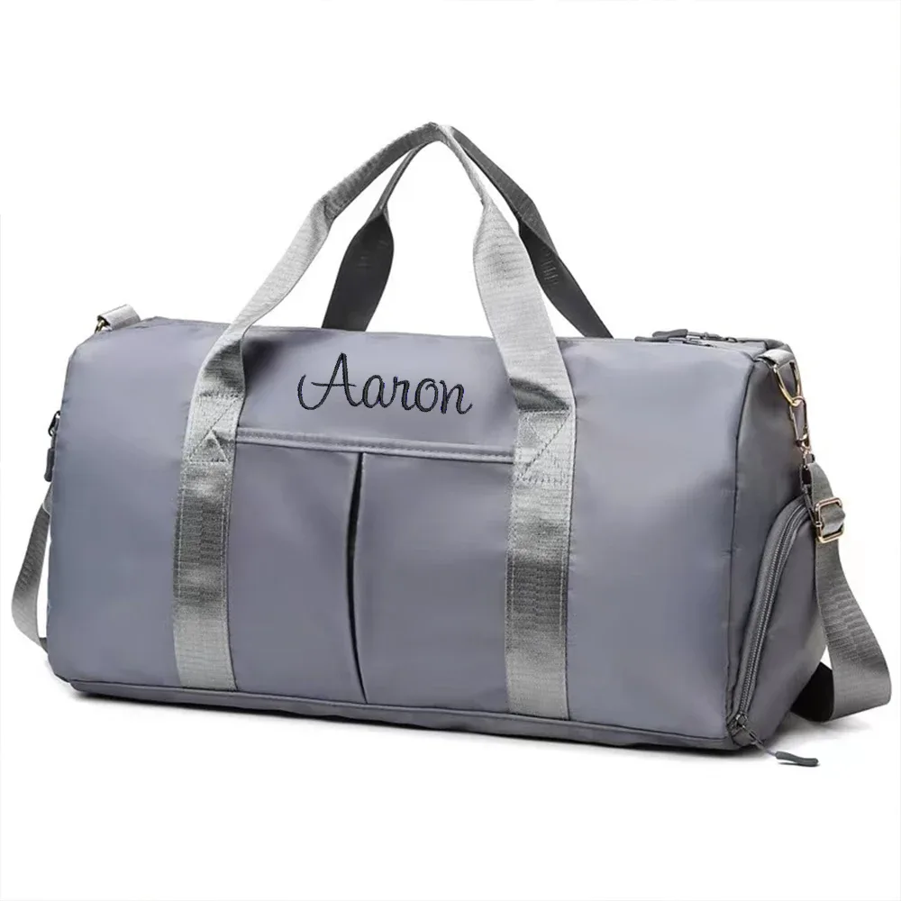 sac de voyage brodé, nouvelle tendance, nom personnalisé, grande capacité, séparation sèche et humide, sac à bagages, sac cadeau