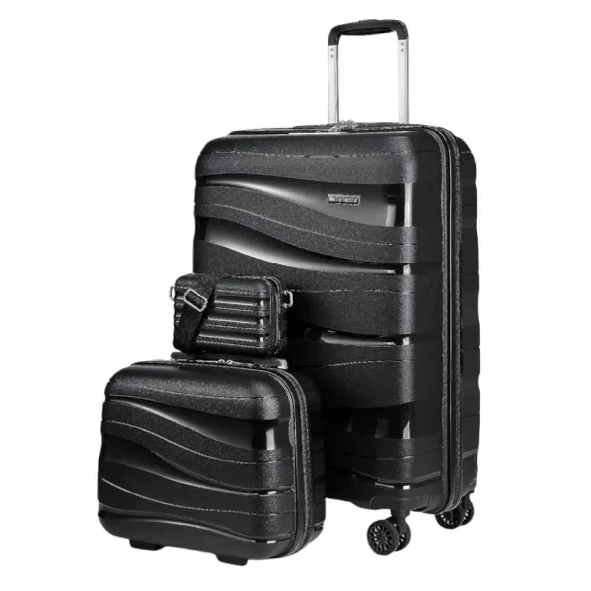 melalenia – ensemble de bagages à main 3 pièces, valise en matériau pp avec roulettes pivotantes, serrure rigide tsa