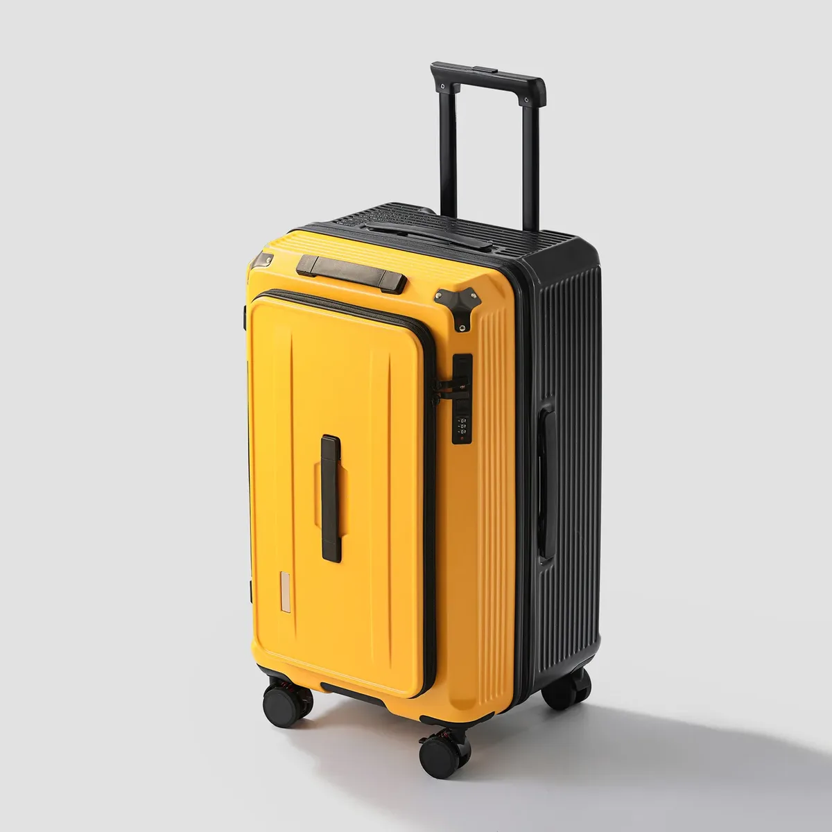 valise pc gris compartiments glissières ceinture poignée latérale verrouillage code roue frein expansion latère ajustable voyage