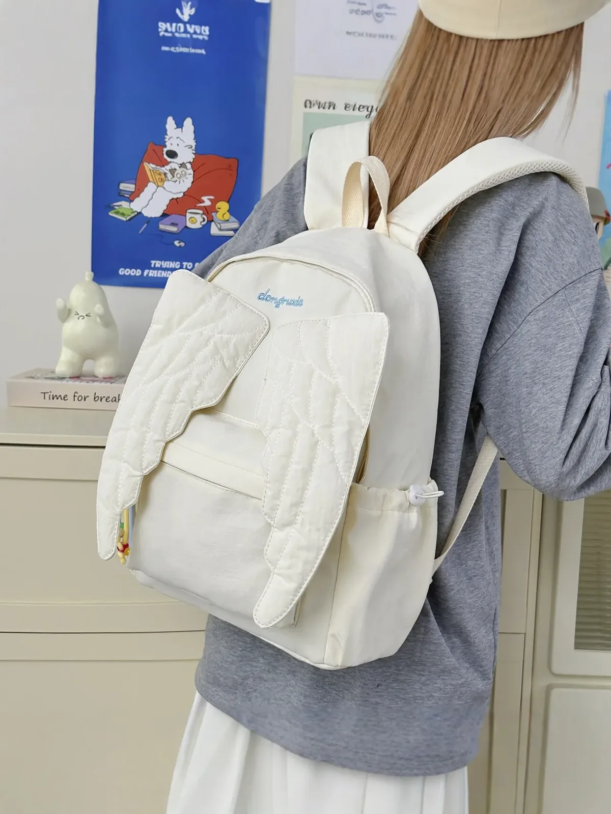 sac à dos pour femmes avec ailes d'ange, sac à dos en toile polyvalent pour filles, sac de voyage d'extérieur de grande capacité