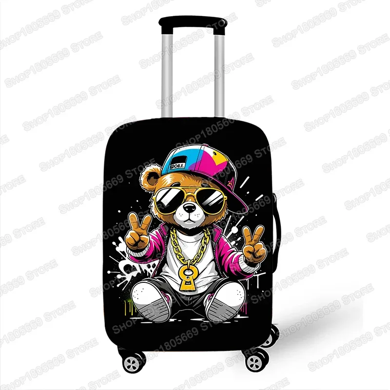 housse de bagage pour poupée ours femme, graffiti, pour voyage, femmes et hommes, accessoires de voyage, anti-poussière, élastique, valise, boîtier de chariot