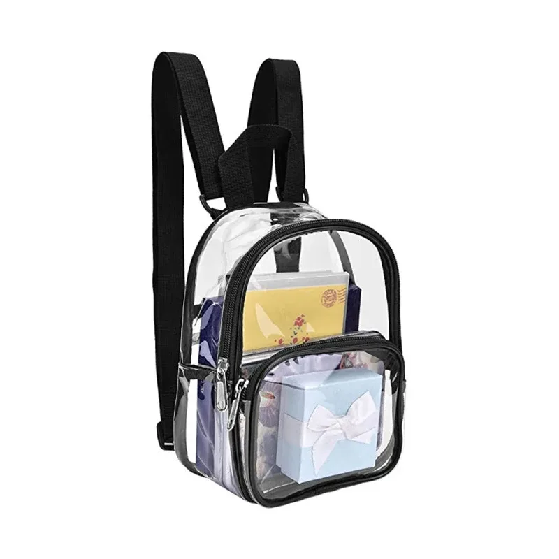 sac transparent en pvc, sac à dos de voyage transparent, sac à bandoulière, sangle pour livre, terrain de sport, mini cartable de voyage étanche approuvé pour enfant